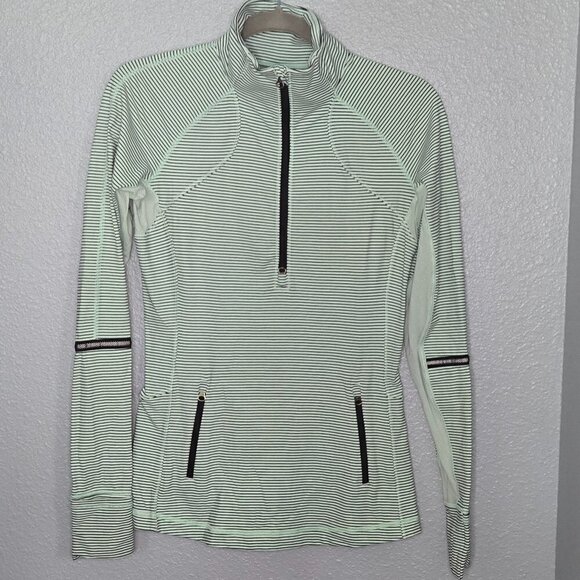 Lululemon Race With Grace 1/2 Zip - 6 Mini Hyper Stripe Fresh Teal / Fresh Teal - Picture 4 of 7